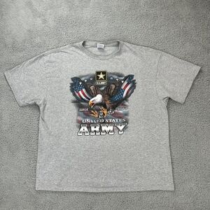 United States Army Military Eagle Flag T Shirt Size 2XL Gray by Delta Graphic T